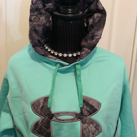 lime green and camo under armour hoodie